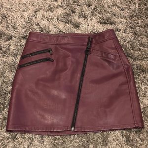 express maroon faux leather skirt